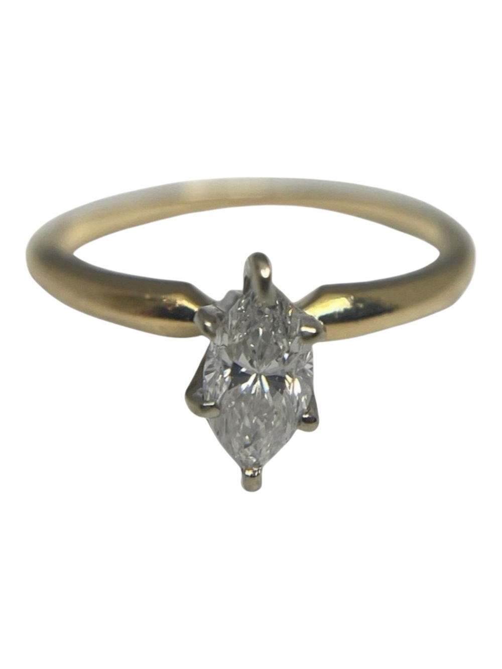 Vintage: .5 CT Marquise Diamond Solitaire Engagement Ring 𦹠14K Yellow Gold 𦹠5 - Picture 5 of 16